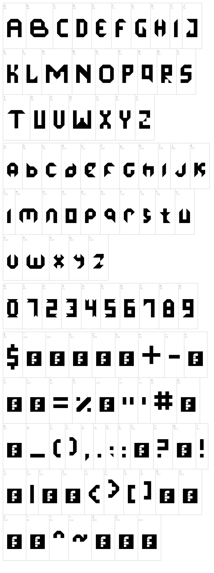 Ice Demon font map